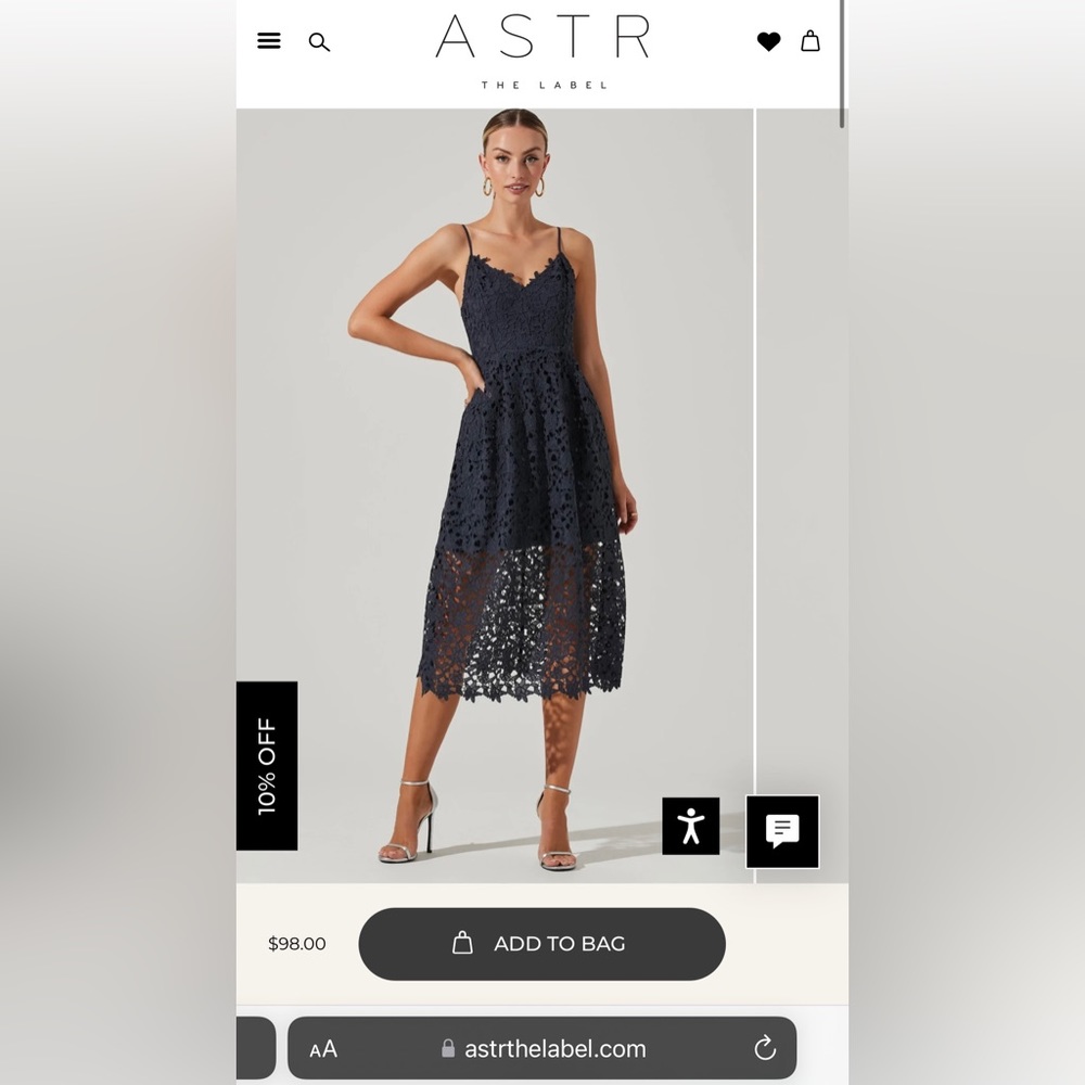 ASTR The Label A-Line MIDI Dress - Navy Medium - NWOT